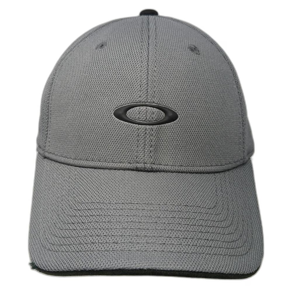 Oakley Baseball Cap Gray One Size Hat Fitted Mesh Textured Logo Black
